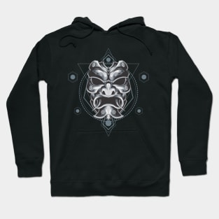 SILVER SAMURAI MASK SACRED GEOMETRY Hoodie